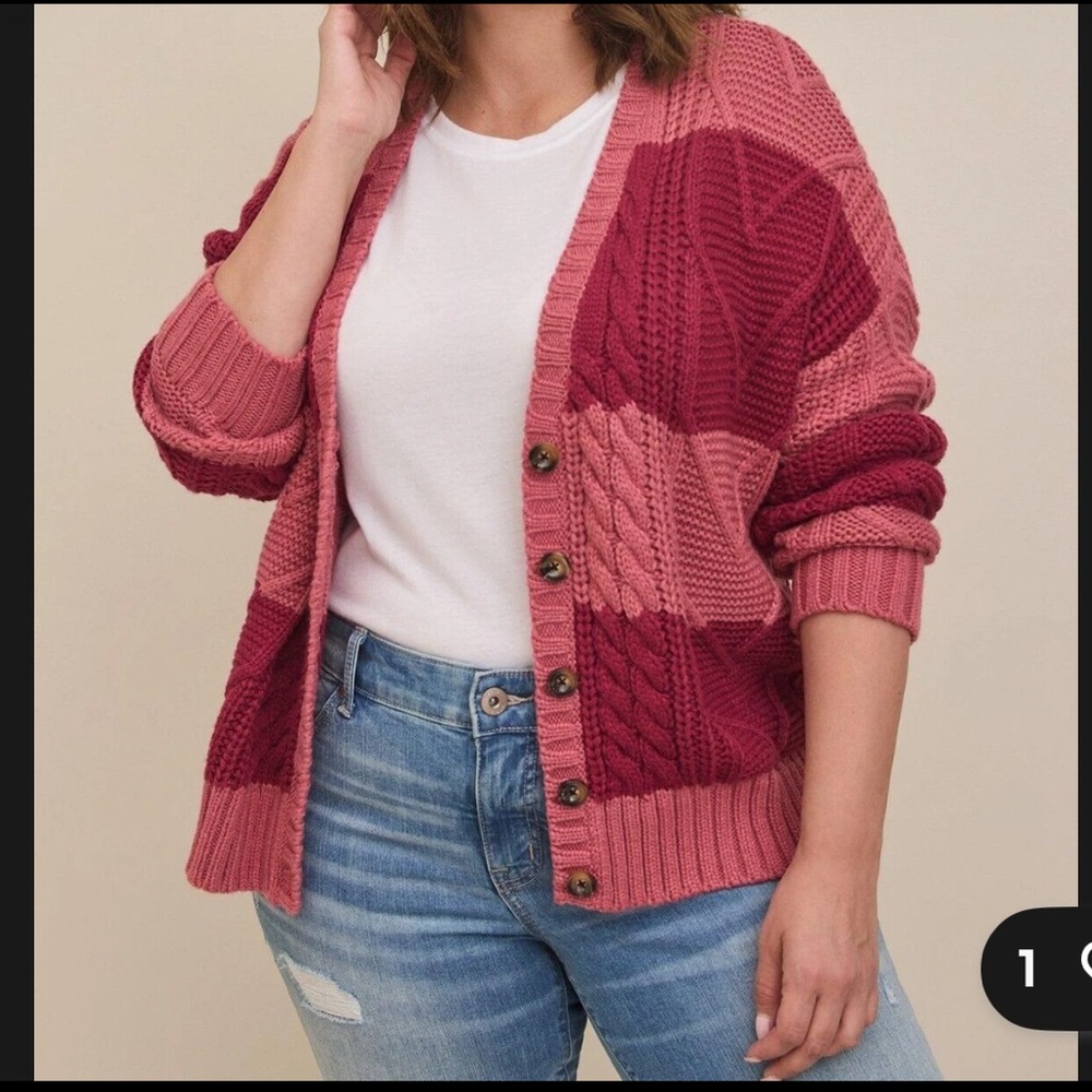 Torrid Pink and Red Cardigan Sweater
7